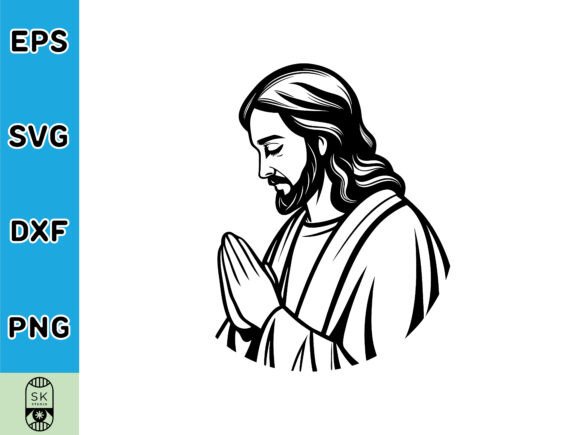 Jesus Praying Silhouette SVG Vector