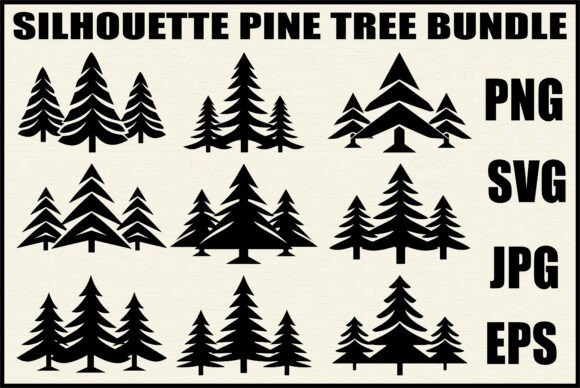 Pine Tree Silhouette SVG Bundle