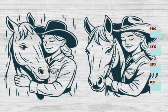 Retro Cowgirl Bronco Bundle SVG Vintage